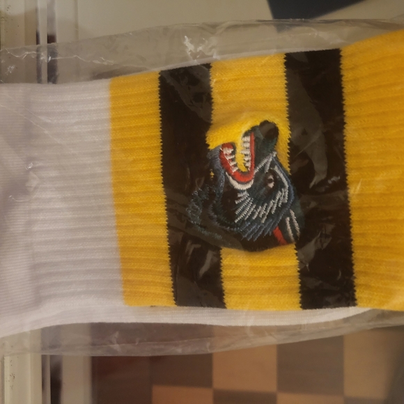 Gucci Wolf Yellow and Black Striped Men's Socks - Picture 1 of 2